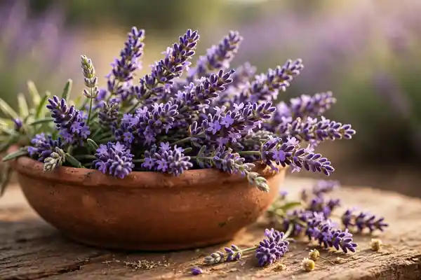 Fresh Lavandula angustifolia lavender flowers for Lavender Herbal Infusion Ayurveda